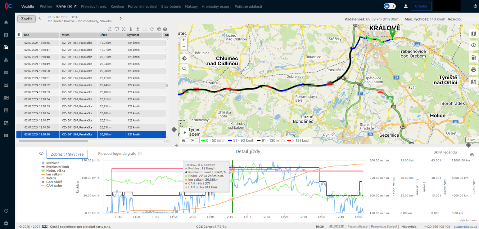 Monitoring vozidel CCS Carnet | Komplexní a online správa vozového parku. Úspora času a nákladů, automatizace procesů. Množství užitečných funkcí pro každou firmu: od knihy jízd, vyúčtování služebních cest s napojením na účetní systém, automatického stahování transakcí z tankovacích karet, efektivního řešení pro EV dobíjení až po pokročilé funkce vyhodnocení jízdních stylů, rezervace firemních parkovacích míst i referentských vozidel, personalizované reporty. Nastavení na míru. Snadné ovládání i z mobilu. Lepší plánování, dokonalý přehled o vozidlech i nákladech.  Pro firemní vozy i pracovní stroje. Více než 80 000 aktivních jednotek.